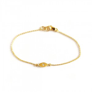 Delicate 18k Gold Evil Eye with single diamond