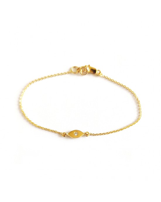 Delicate 18k Gold Evil Eye with single diamond