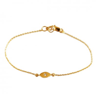 Delicate 18k Gold Evil Eye with single diamond