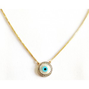 Evil Eye pendant for girls in Gold with diamonds on gold chain