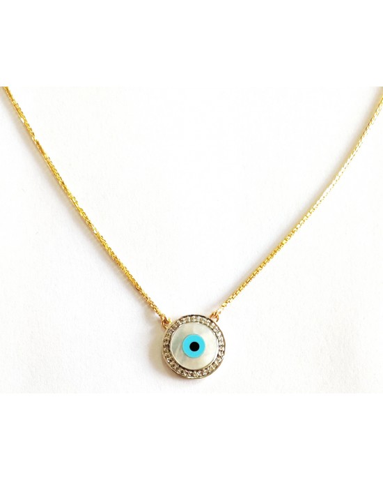 Brushed Gold Diamond Evil Eye Necklace | Meira T - Freedman Jewelers