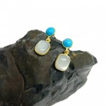 Turquoise and Moonstone Earrings in 18k gold plated silver