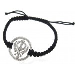 Khanda Bracelet in Silver with Diamonds on Nylon Thread