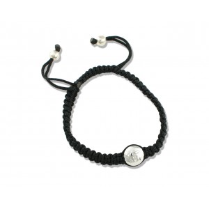 Ik Onkaar Braided Bracelet in Silver studded with diamond