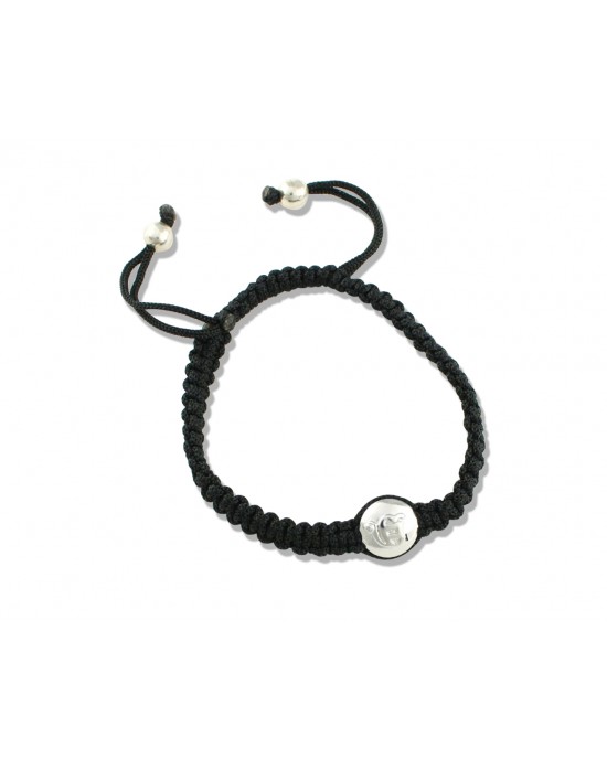 Ik Onkaar Braided Bracelet in Silver studded with diamond