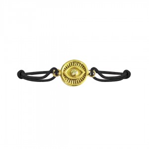 Evil eye bracelet in gold with single diamond