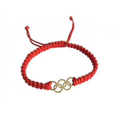 Olympic Rings in Gold on size adjustable thread band