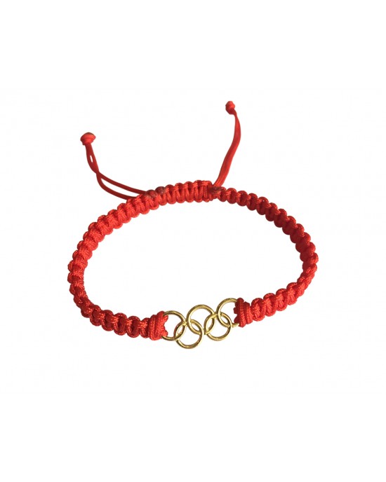 Olympic Rings in Gold on size adjustable thread band