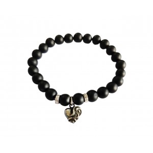 Black onyx Bracelet with Heart charm for men