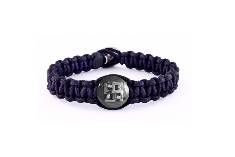 Auspicious Swastik Bracelet in silver with diamonds for Men