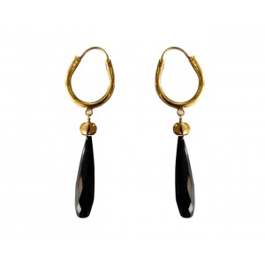 Silver Gold plated bali with Black onyx drops