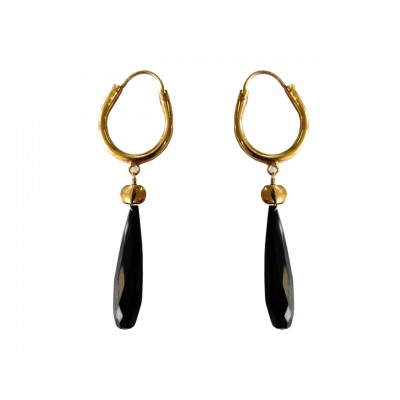 Silver Gold plated bali with Black onyx drops