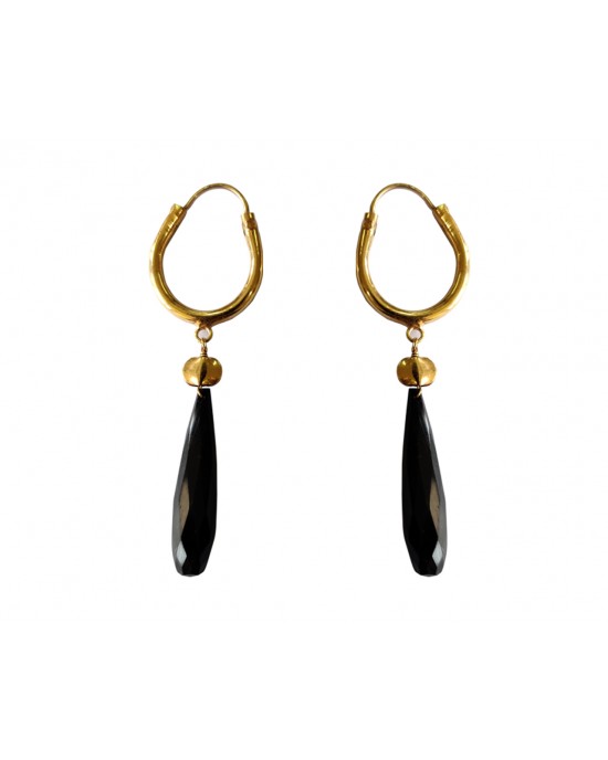 Silver Gold plated bali with Black onyx drops
