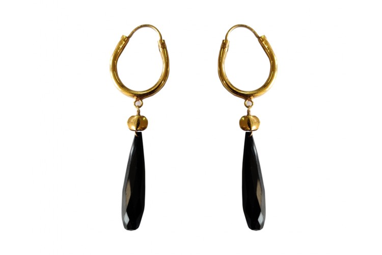 Silver Gold plated bali with Black onyx drops