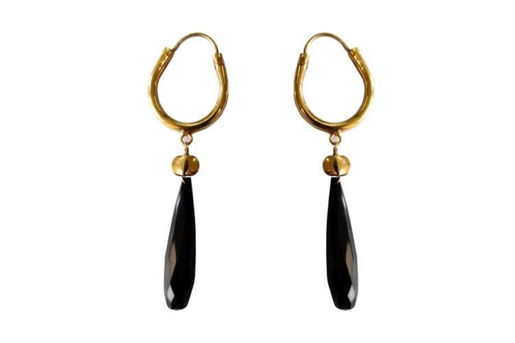 Silver Gold plated bali with Black onyx drops