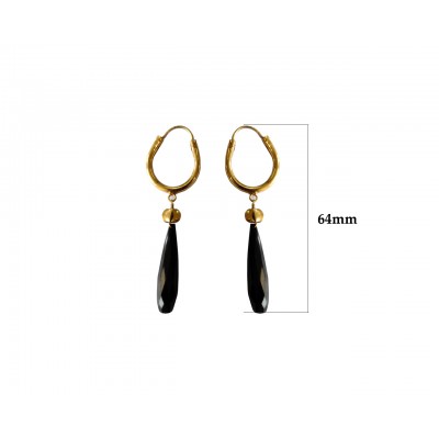 Silver Gold plated bali with Black onyx drops