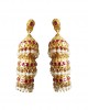Silver gold plated jhumkis with pearls & red zircons