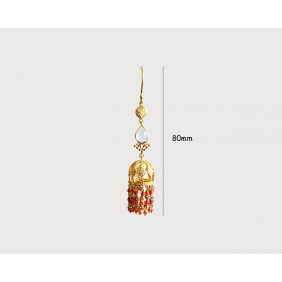 Long Jhumkis in silver with Color stones