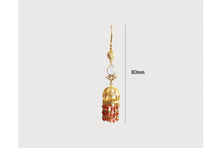 Long Jhumkis in silver with Color stones