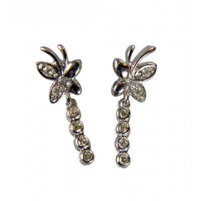 Butterfly Diamond Earring in White Gold
