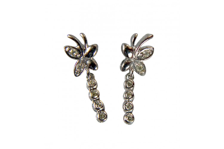 Butterfly Diamond Earring in White Gold