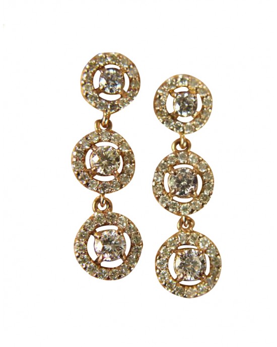 Diamond Triple Cluster Earrings