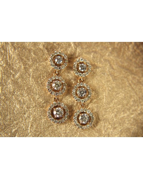 Diamond Triple Cluster Earrings