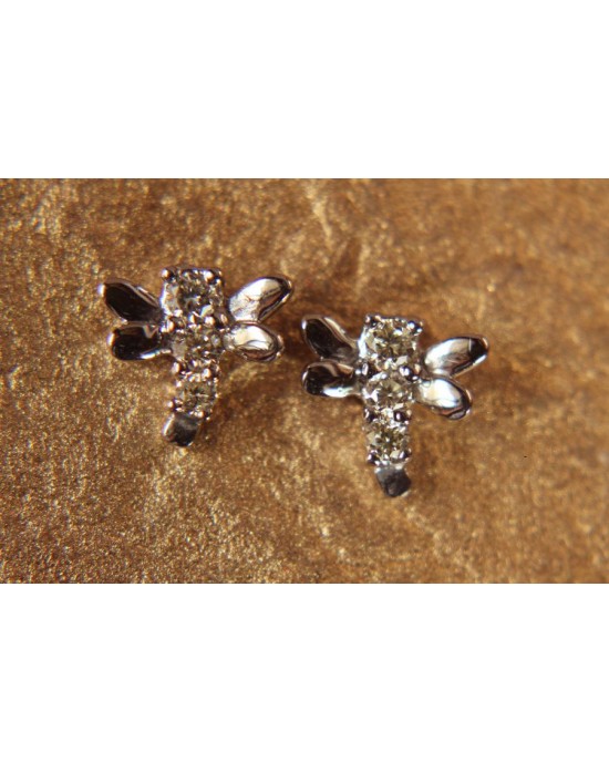 Diamond Earrings Dragonfly Design