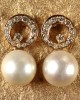 Diamond Earrings with Pearl Drop