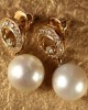 Diamond Earrings with Pearl Drop