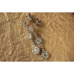 Diamond Earrings with Hanging Clusters