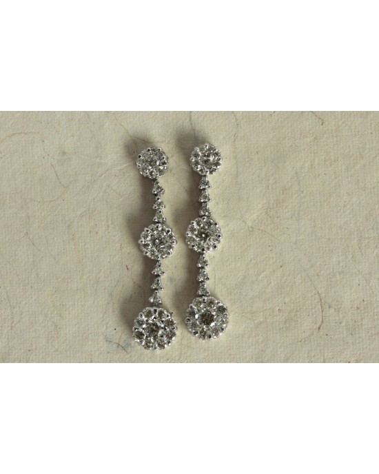 Diamond Earrings with Hanging Clusters