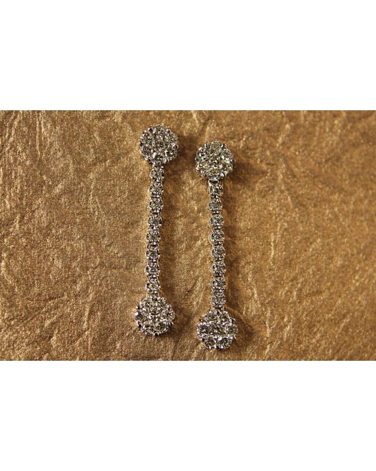 Diamond Double Cluster Hanging Earring