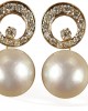 Diamond Earrings with Pearl Drop