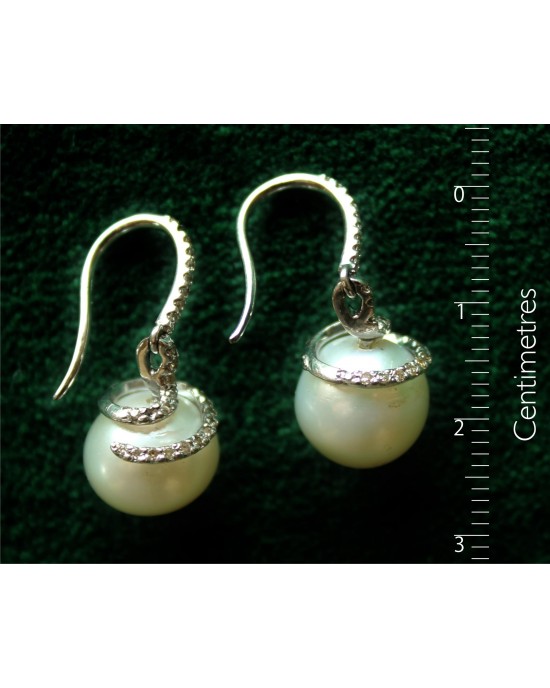 Pearl Drops on Diamond Hoops