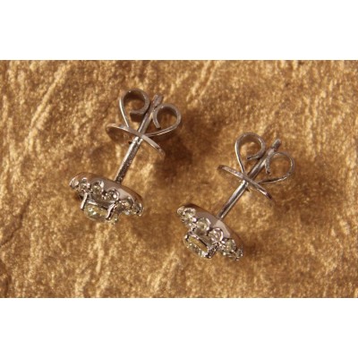 Diamond Cluster Earrings in White Gold