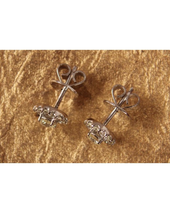 Diamond Cluster Earrings in White Gold