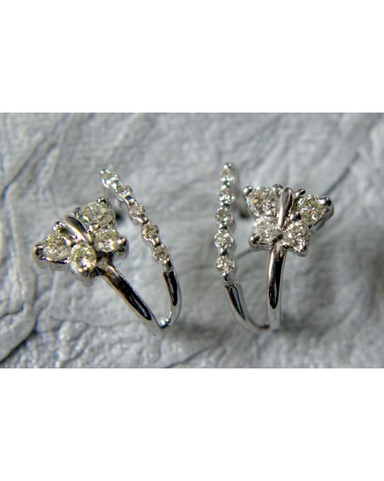 Diamond Butterflies Earing with Hoops