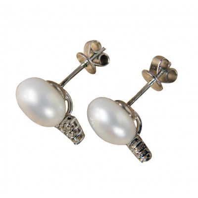 Pearl & Diamond Earring Studs