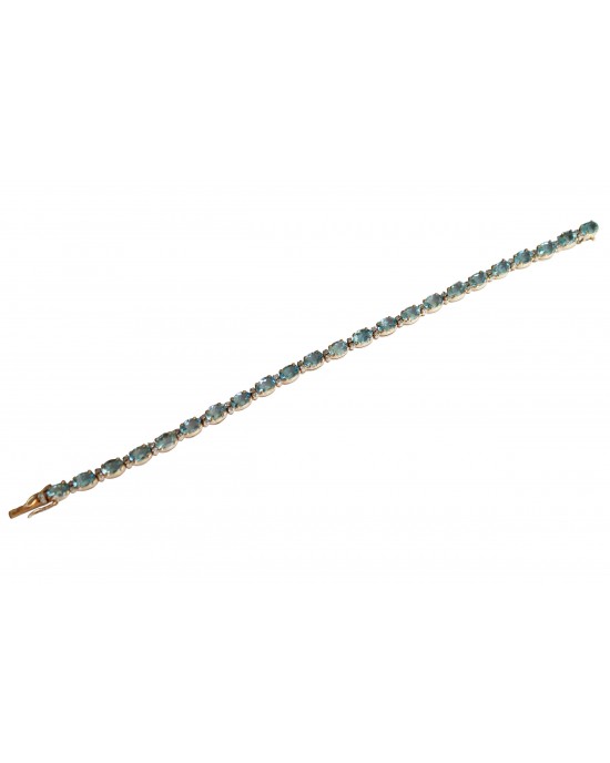 Tennis Bracelet with Aquamarine & diamonds