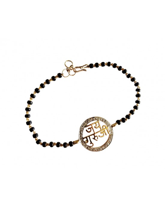 Black Round Pearl Bracelet with Jai Guruji Swaroop. – Satvikworld.com