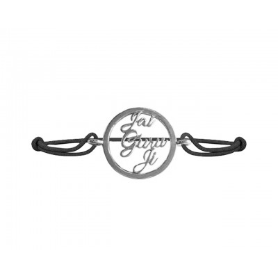 Jai Guru Ji Silver Bracelet with Single Diamond