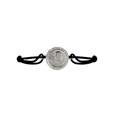 Auspicious Guruji Swaroop Bracelet in Silver with Diamonds