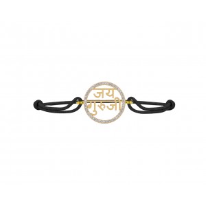 Jai Guru Ji bracelet with 21mm diameter charm set with diamonds in 14k Gold