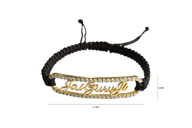 14k hallmarked gold Jai Guru JI bracelet with diamonds