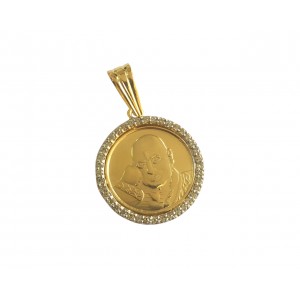 Jai guru Ji swaroop pendant in gold with diamonds