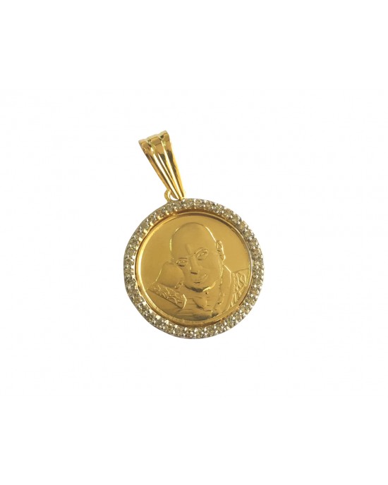 Jai guru Ji swaroop pendant in gold with diamonds