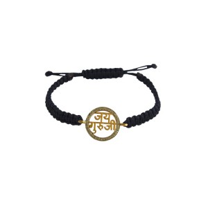 Jai Guru Ji Blessing Bracelet in Gold with Diamond Border