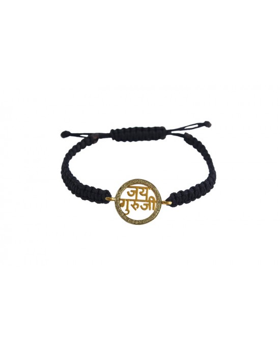 Jai Guru Ji Blessing Bracelet in Gold with Diamond Border