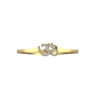 Porpitious Gold OM bangle with diamonds in 14k hallmarked gold